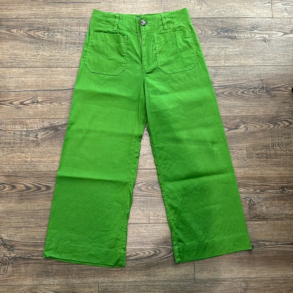 Anthropologie Maeve Colette Green Cropped Pants - Picture 1 of 3